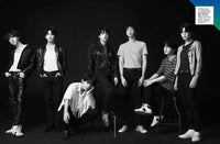 black and white image of BTS band members