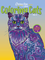 Chicken Soup for the Soul Coloring Cats Volume 2 with purple and green cat on cover