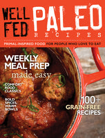 Well Fed Paleo Recipes cover with meatballs in a red pot